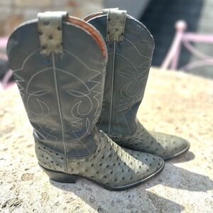 Gray/green  vintage Leather Cowboy Boots